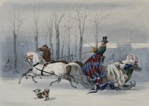 The Sleigh, from Journal les Modes Parisiennes, printed in Paris by Francois Claudius after Compte Calix