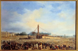 Erection of the Obelisk of Luxor at Place de la Concorde in Paris by Francois Dubois