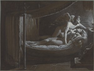 Cupid with Psyche Extinguishing the Lamp by Francois Edouard Picot