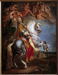 Equestrian portrait of Francois III (1708-1765), Duke of Lorraine, then Germanic Emperor and Grand Duke of Tuscany, spouse of Marie Therese of Austria (1717-1780) by Francois Eisen