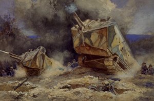 Attack on infantry and tanks in Saint Chamond, July 1918 by Francois Flameng