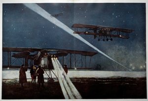First World War: Departure of a squadron for a night bombing in 1918 by Francois Flameng