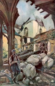 The Cloister and Cathedral of Verdun, France, June 1916 by Francois Flameng