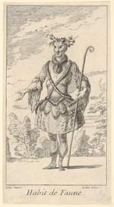 Habit de Faune: a faun, a cane in his right hand by Francois Joullain