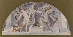 Sketch for the Dining Room of the Hôtel de Ville de Paris, Two Lovers Lighting a Torch by Francois Lafon