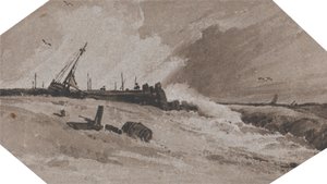 Jetty in a Storm by Francois Louis Thomas Francia