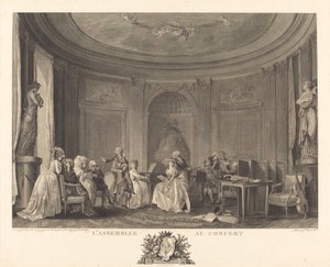 The Concert Assembly by Francois Nicolas Barthelemy Dequevauviller after Nicolas Lavreince