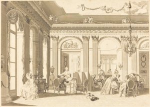 The Assembly in the Salon by Francois Nicolas Barthelemy Dequevauviller after Nicolas Lavreince
