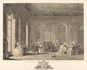 The Assembly in the Salon by Francois Nicolas Barthelemy Dequevauviller after Nicolas Lavreince