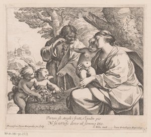 Holy Family with Putti and Grapes by Francois Perrier
