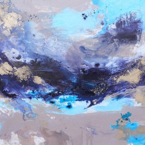 Deep Blue Golden Flow by Françoise Wattré
