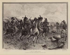 A rout of braves during a Native American uprising by Frank (after) Feller