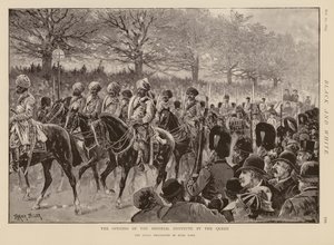 Queen Victoria and the procession passing through Hyde Park to open the Imperial Institute by Frank (after) Feller