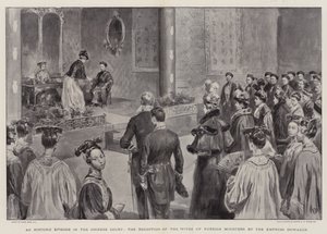 A Historic Episode in the Chinese Court, the Reception of the Wives of Foreign Ministers by the Empress Dowager by Frank Dadd