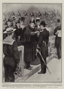 His Majesty Decorating Sub-Lieutenant Guy with the Victoria Cross
