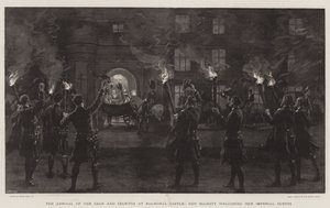 The Arrival of the Czar and Czaritsa at Balmoral Castle, Her Majesty welcoming her Imperial Guests by Frank Dadd