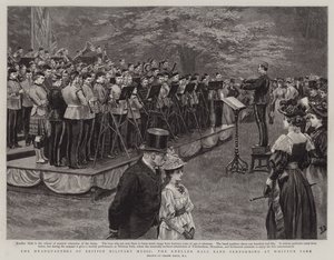 The Headquarters of British Military Music, the Kneller Hall Band Performing at Whitton Park by Frank Dadd