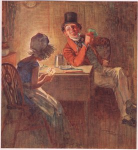 The Marchioness holding her cards very tight in both hands, considered which to play, c.1920 by Frank Reynolds
