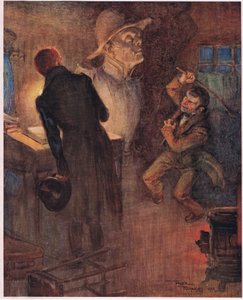 The dwarf threw down the newspaper from which he had been chanting the words already quoted and seizing a rust iron bar, c.1920