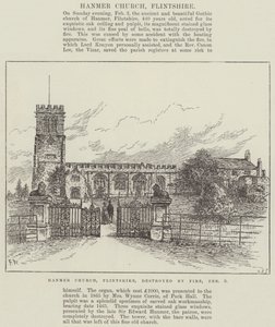 Hanmer Church, Flintshire, destroyed by Fire, 3 February by Frank Watkins