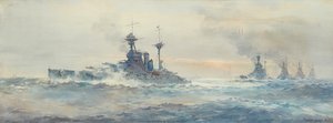 H.M.S. Queen Elizabeth Battle Squadron by Frank Watson Wood