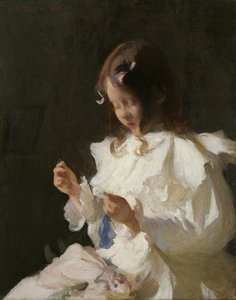 Portrait of a Child Sewing