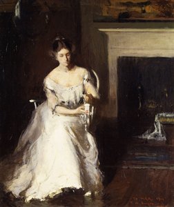 Woman Admiring Lace