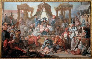 Audience of the Emperor of China. The Subjects Prostrate Before the Emperor. Painting by Francois Boucher