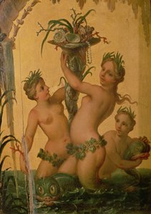 Sirens Holding a Cornucopia (detail) by François Boucher