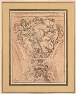Spandrel Decoration: Fame and Truth Applauding Louis XV by François Boucher