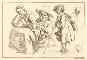 Figure Studies including Standing Boy Holding a Pitcher by François Boucher after Abraham Bloemaert