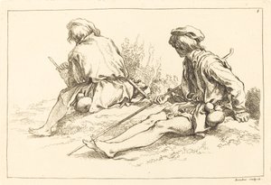 Seated Shepherd Boys by François Boucher after Abraham Bloemaert