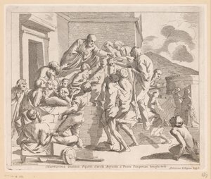 Benefactor Distributing Money to the Poor
