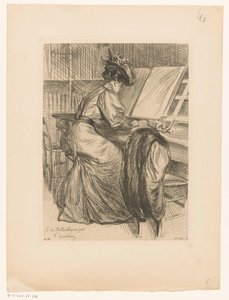 Woman reading in a library