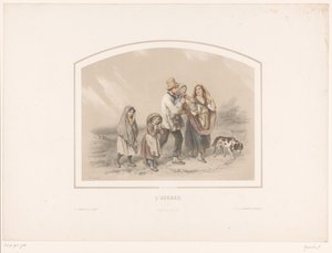 Family with Dog in a Downpour