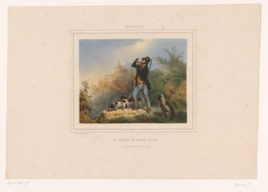 Gamekeeper with Three Hunting Dogs (Hunters with Guns)
