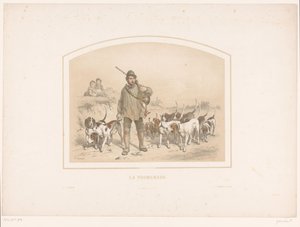 Hunter with Ten Hunting Dogs