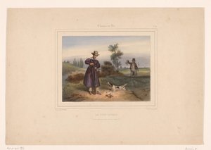 Huntress Reloading Gun After Shooting Two Partridges (The Double Shot) (Hunters with Guns) (Hunting with Guns)