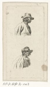 Two Male Busts with Hats by François Joseph Pfeiffer (II)