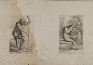 Standing Man, Holding Staff--Seated Female