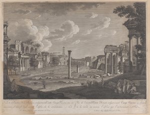 View of the Campo Vaccino, with the Colosseum in the Background and the Ruins of the Temple of Venus and Roma