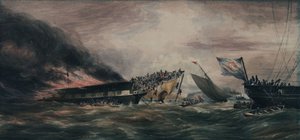 Burning of the Ocean Monarch, Emigrant Ship, 24 Aug 1848 by François Prince de Joinville D