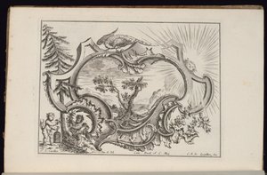 Cartouche with Bird and Sun, Book of Irregular Cartouches by François de Cuvilliés the Elder