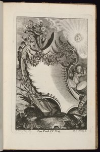 Cartouche with Cornucopia and Sun, Book of Irregular Cartouches by François de Cuvilliés the Elder