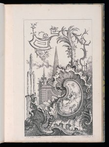 Cartouche with Obelisk and Palm, New Book of Fantasy Pieces by François de Cuvilliés the Elder