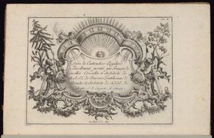 Cartouche with Sun and Four Winds, Book of Regular Cartouches by François de Cuvilliés the Elder