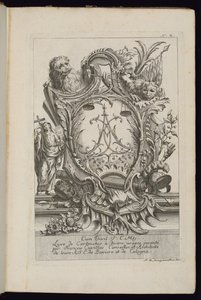 Cartouche with Two Lions and a Cipher, Book of Cartouches for Different Uses by François de Cuvilliés the Elder