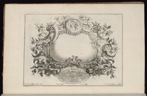 Cartouche with Wine Leaves and Grapes, Book of Regular Cartouches by François de Cuvilliés the Elder