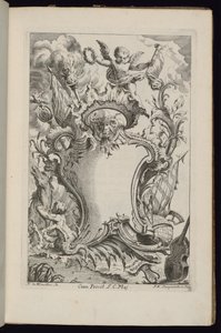 Cartouche with a Genius, Book of Cartouches for Different Uses by François de Cuvilliés the Elder
