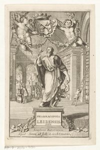 Asclepius (Title Page for: S.n., Pharmacopoea Leidensis, 1770) by François van Bleyswijck